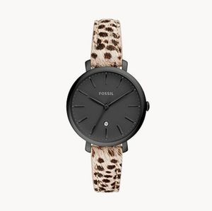 🌼 NWT Fossil faux cheetah hair leather watch